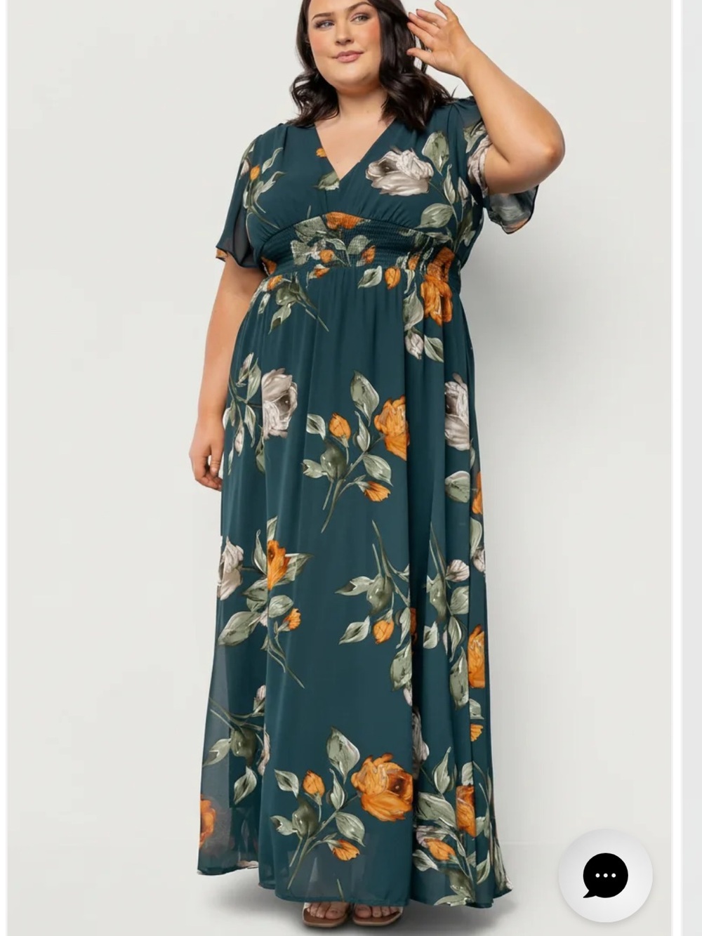 Baltic Born Birdie Maxi Dress Green with Orange and Cream Floral 2XL